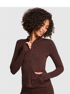 PINK Victoria's Secret Brown Leopard Print Zip Jacket